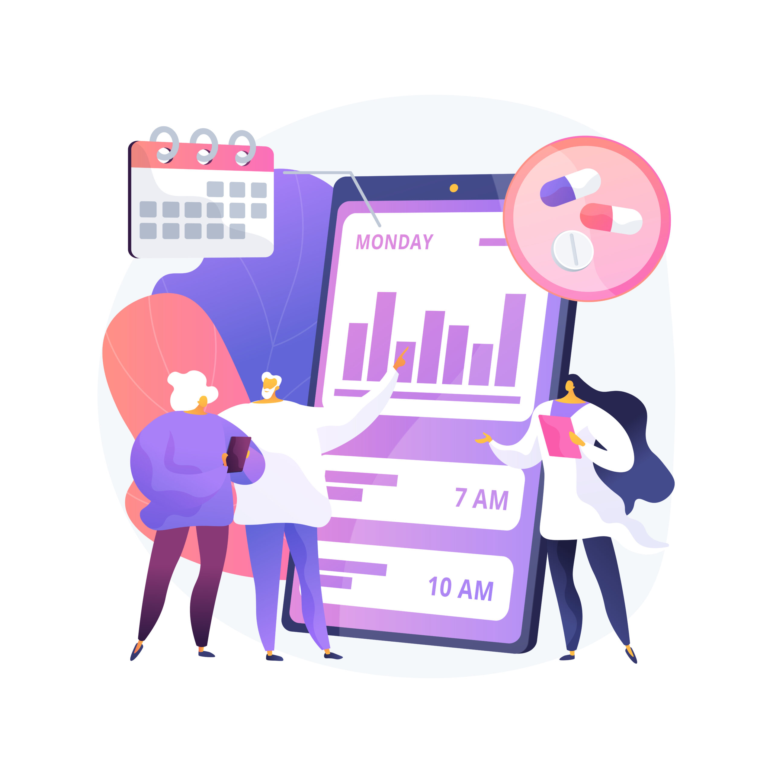 smart pill boxes abstract concept vector illustration.